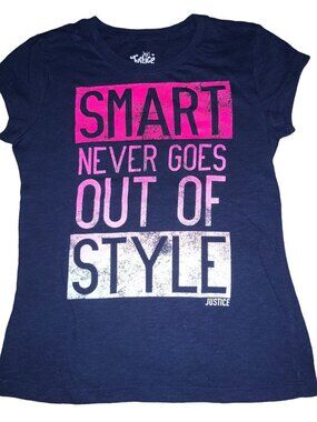 Justice Girls size 7  T-shirt  Smart Never Goes Out of Style